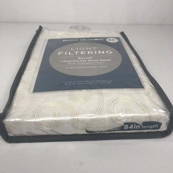 Design Solutions Scroll Light Filtering Curtain Panel Semi Sheer 84" 1 Panel - Picture 2 of 9